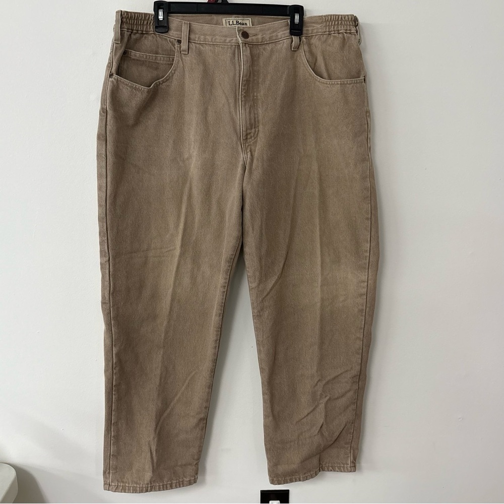 Vintage LL Bean Pants Mens 40x29 Flannel Lined‎ Natural Fit Chino Beige Outdoor